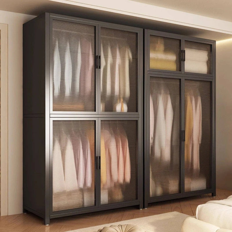 Simple Japanese-style clothes closet bedroom complete set Household simple wardrobe steel frame Open closet para ropa Furniture