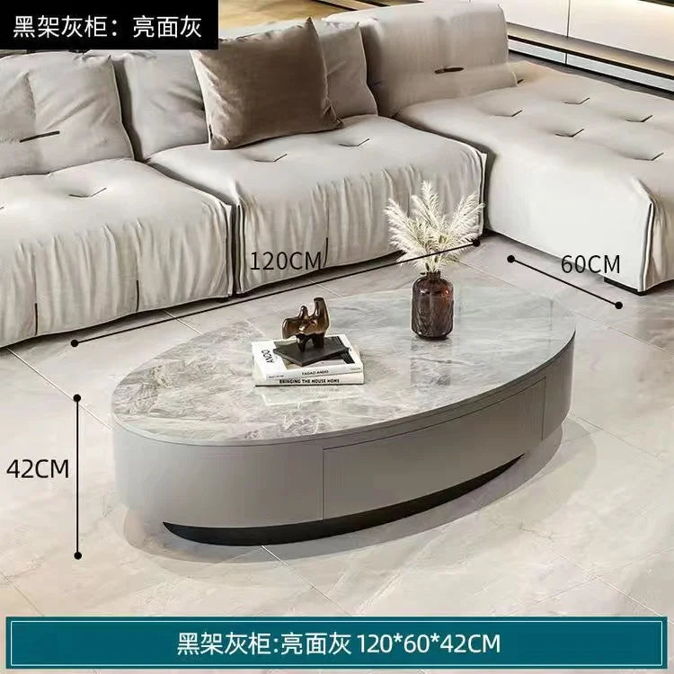 Modern Marble Top Coffee Table With Storage Design Nordic Oval Coffee Table Organizer Drawer Living Room Table Basse Furniture