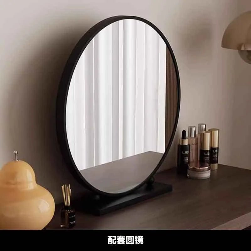 Modern Vanity Desk Dressing Vanity Table with Smart LED Mirror Luxury Makeup Set Includes Expandable Side Cabinet with 6 Drawer