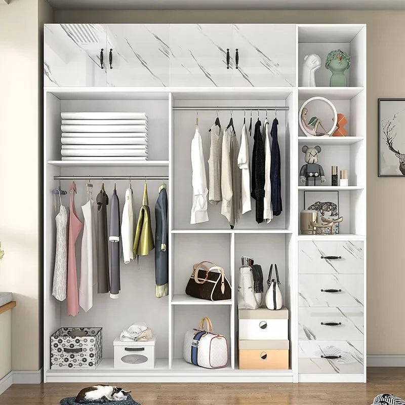Modern Cheap Closet Clothes MDF Small Size Corner Simple Design Bedroom Furniture Wardrobes with Large Storage