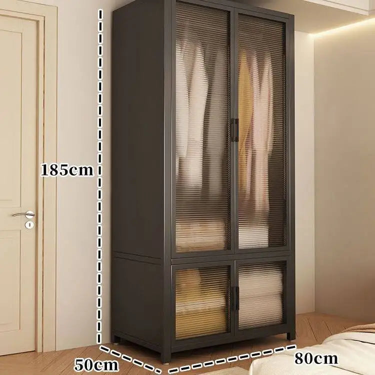 Simple Japanese-style clothes closet bedroom complete set Household simple wardrobe steel frame Open closet para ropa Furniture