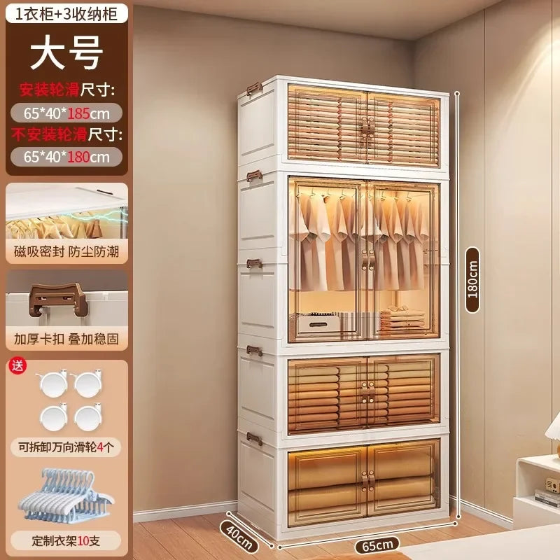 Door Wardrobe Storage Bedroom Organizer Partitions Space Saving Household Simple Closet Clothes Box Vestidores Trendy Furniture