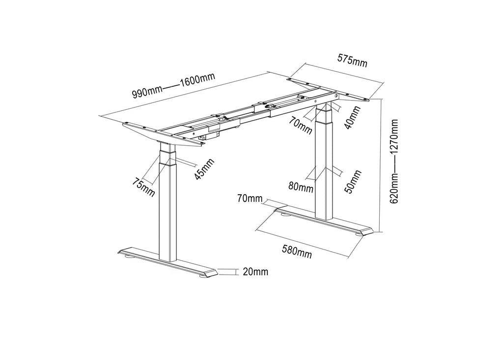 Home Gaming Height Adjustable Electric Standing Desk Frame Office Furniture Extendable Work Lifting White Desk
