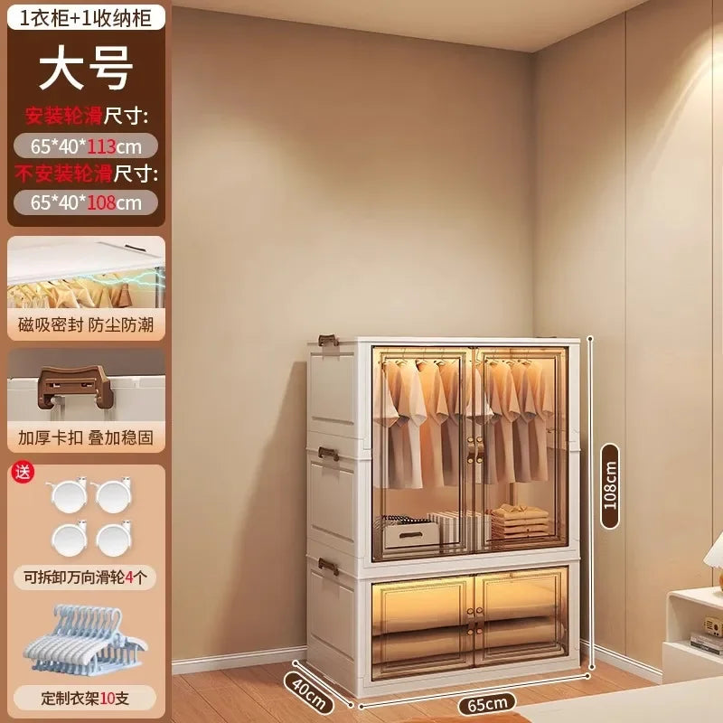 Door Wardrobe Storage Bedroom Organizer Partitions Space Saving Household Simple Closet Clothes Box Vestidores Trendy Furniture