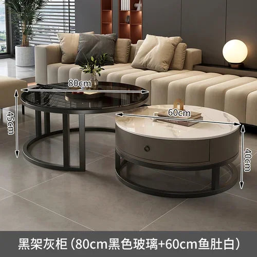 Storage Metal Coffee Table Set Living Room Luxury Modern Coffee Tables Round Minimalist Space Saving Kaffee Tische Decoration