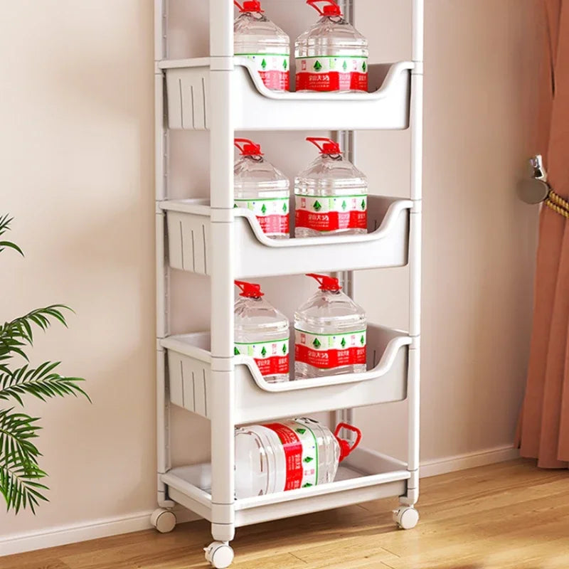 Floor-to-Ceiling Home Shelves Simple Desk Organizer Multi-Layer Toy Storage Trolley Playroom Rack for Home Organization