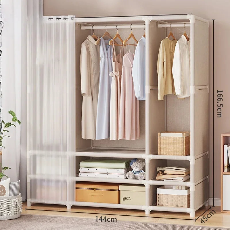 Durable Dustproof Collapsible Closet Large Capacity Wardrobe Easy Assembly Storage Organizer for Bedroom Dorm Daily Arrangement