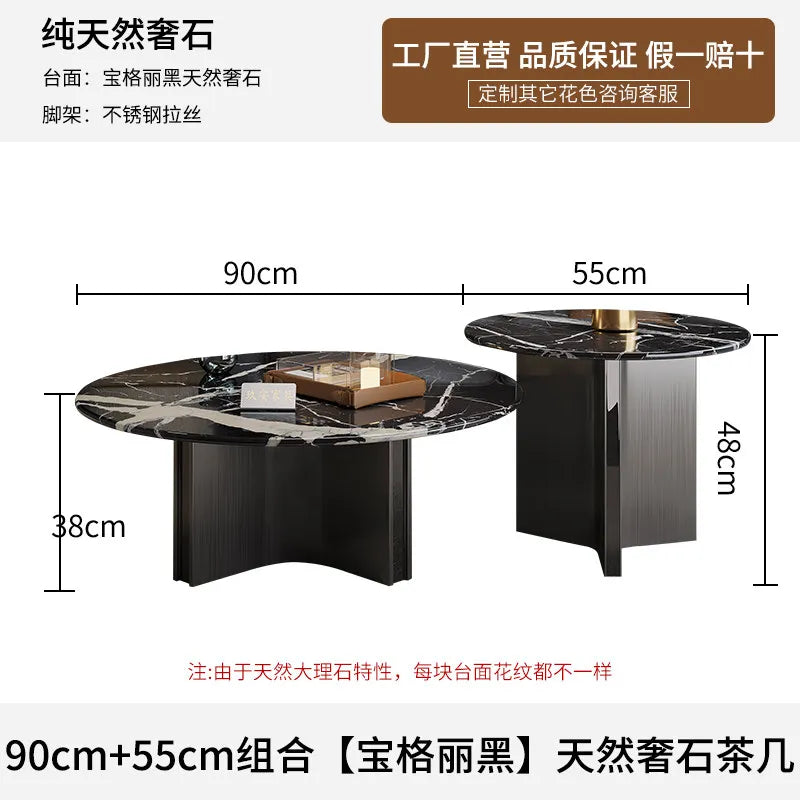 Marble Coffee Table Round Designer Mid-century Modern Nordic Auxiliary Balck Side Table Lounge Interior Furniture Living Room