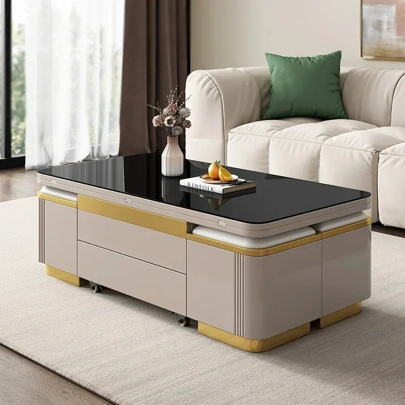 Modern Marble Folding Coffee Table With Storage For Living Room, Table Basse Furniture For Terrace And Lounge Side Table Möbel