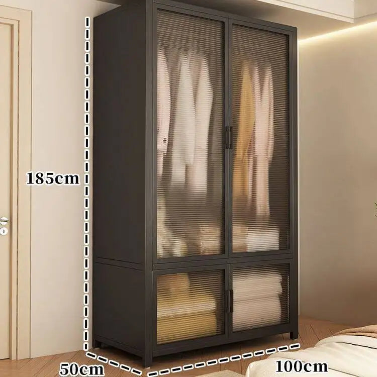 Simple Japanese-style clothes closet bedroom complete set Household simple wardrobe steel frame Open closet para ropa Furniture
