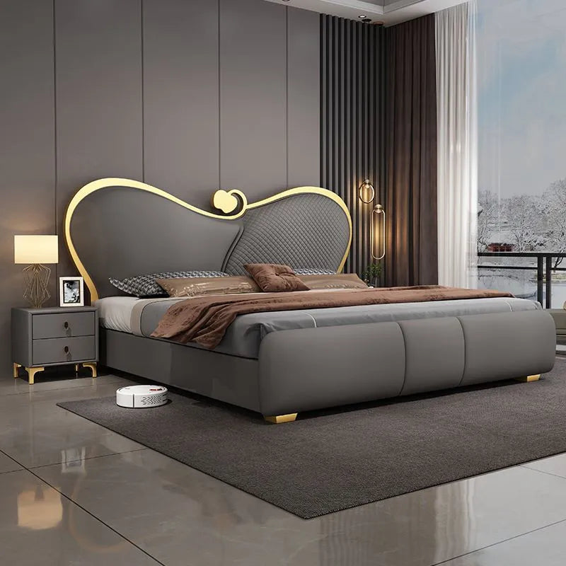 SAT. Light Luxury Creative Modern Simple Double Bed Soft Bed Bedroom King Bed Frame and Queen High-end Bedroom Furniture Set