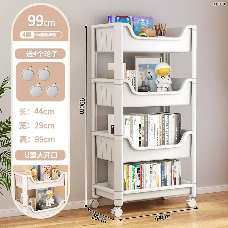Floor-to-Ceiling Home Shelves Simple Desk Organizer Multi-Layer Toy Storage Trolley Playroom Rack for Home Organization
