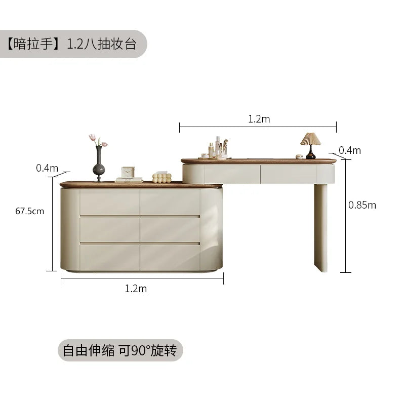 Light Mirror Dressing Table Luxury Makeup Italian Style Vanity Table Design Glamour Coiffeuse De Chambre Bedroom Furniture