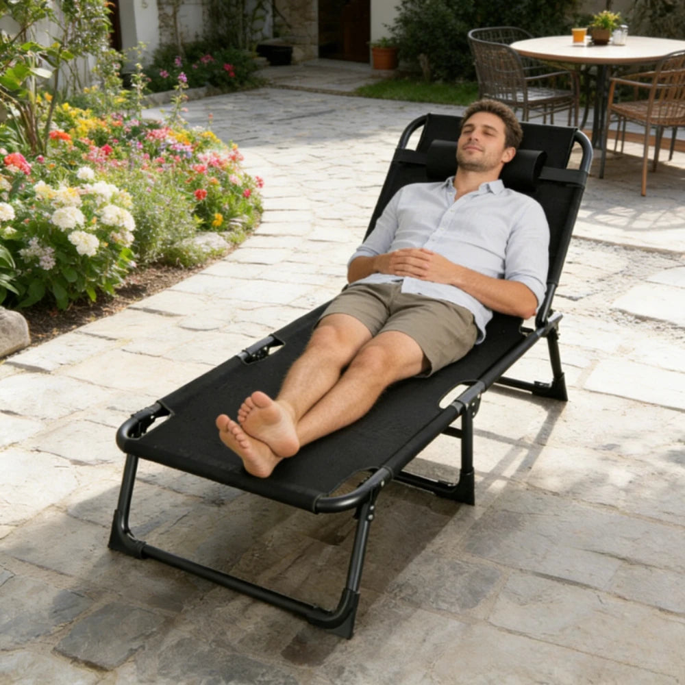 Foldable Single Bed - Multi-Functional Recliner for Home, Office Nap, Camping & Outdoor Use, Portable Space-Saving Design