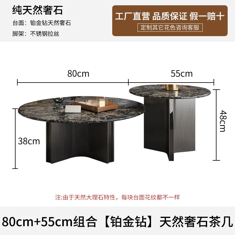 Marble Coffee Table Round Designer Mid-century Modern Nordic Auxiliary Balck Side Table Lounge Interior Furniture Living Room