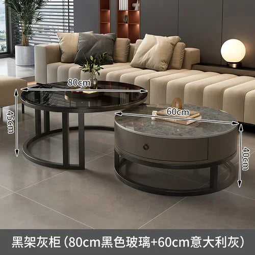 Storage Metal Coffee Table Set Living Room Luxury Modern Coffee Tables Round Minimalist Space Saving Kaffee Tische Decoration