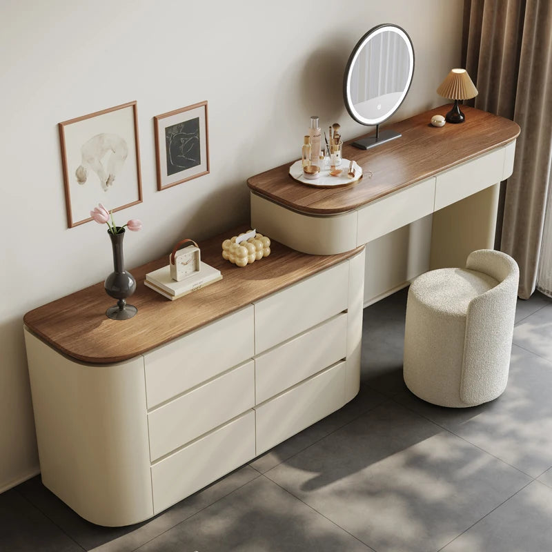 Light Mirror Dressing Table Luxury Makeup Italian Style Vanity Table Design Glamour Coiffeuse De Chambre Bedroom Furniture