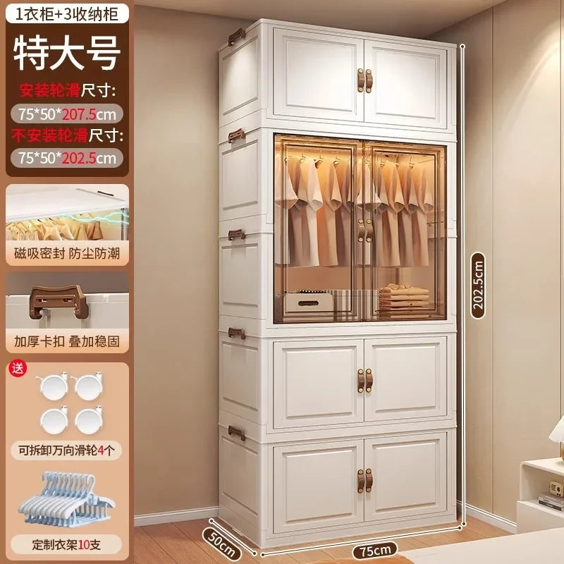 Door Wardrobe Storage Bedroom Organizer Partitions Space Saving Household Simple Closet Clothes Box Vestidores Trendy Furniture