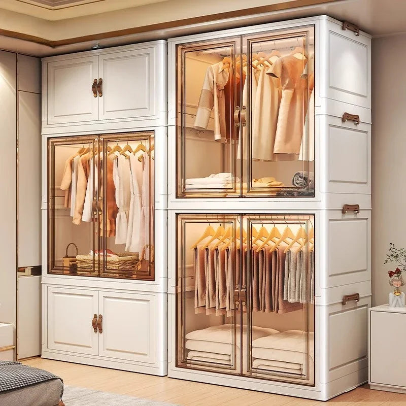 Door Wardrobe Storage Bedroom Organizer Partitions Space Saving Household Simple Closet Clothes Box Vestidores Trendy Furniture