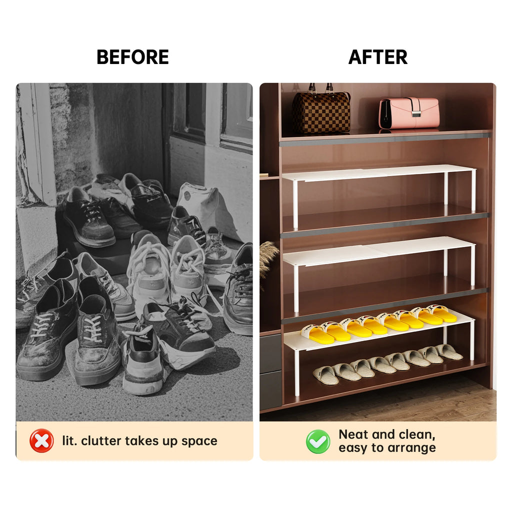 Shoe Cabinet Storage Organizer, Space-Saving Shoe Rack, Shoe Holder, Adjustable and Extendable Double-Layer Shoe Divider Inside the Cabinet