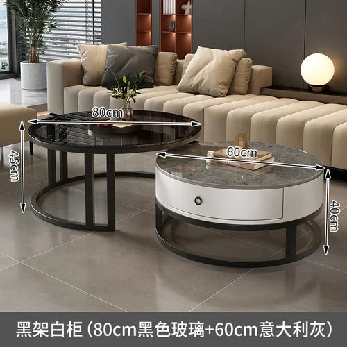 Storage Metal Coffee Table Set Living Room Luxury Modern Coffee Tables Round Minimalist Space Saving Kaffee Tische Decoration