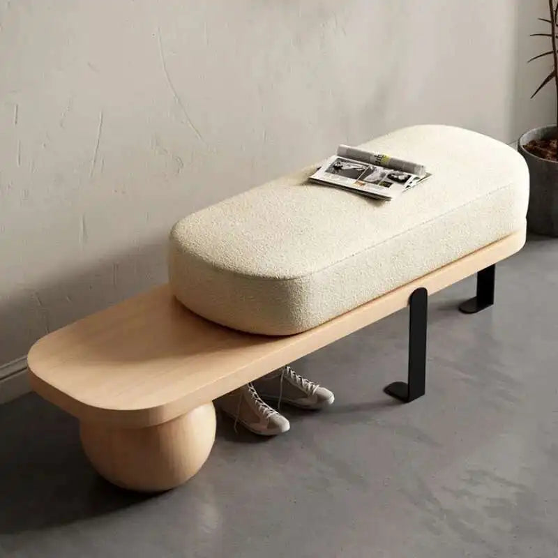 Modern Creative Ottomans Solid Wood Bench Living Room Furniture Home Door Shoe Change Stool Entrance Bedroom Bedside Pouf Stools
