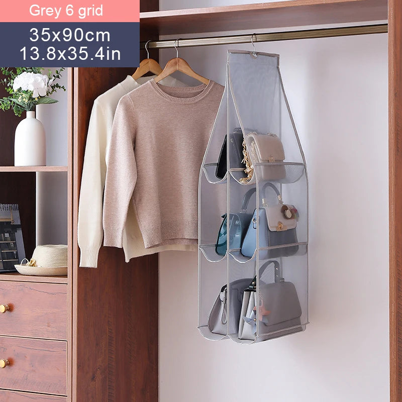 Wardrobe Closet Transparent Storage Bag Hanging Handbag Organizer  Bedroom Closet Storage Bag Dust Bag