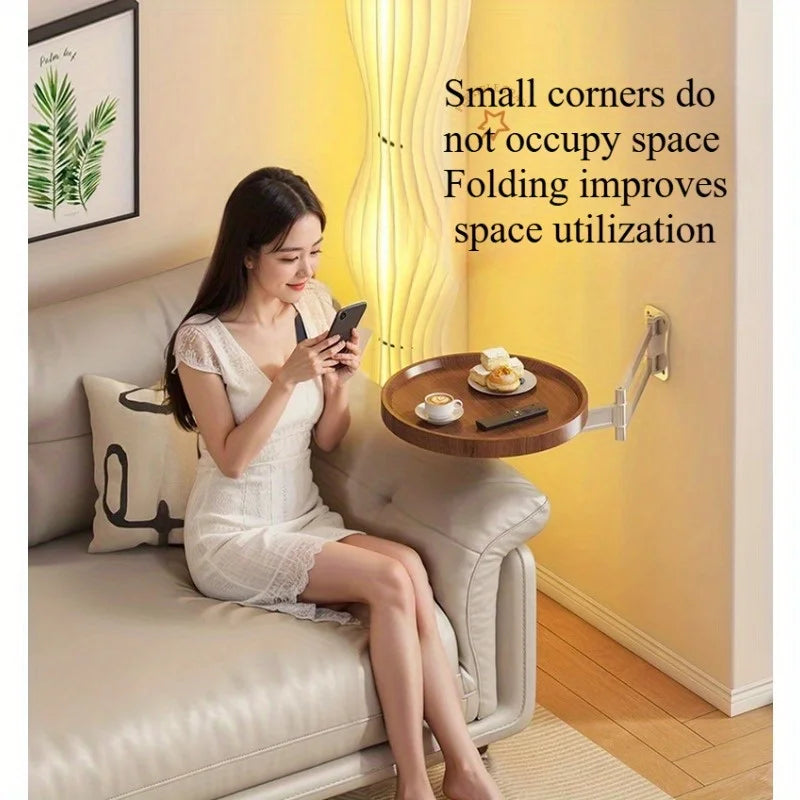 Foldable small round table hanging side table, living room side table, home bedroom wall mounted bedside table, storage table
