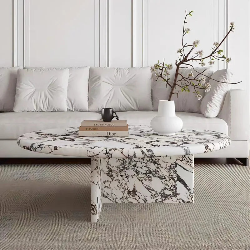 Customizable Natural Carrara Marble Coffee Table Modern Living Room Center Furniture Metal Frame Heavy Duty Durable Stone Sofa S