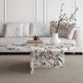 Customizable Natural Carrara Marble Coffee Table Modern Living Room Center Furniture Metal Frame Heavy Duty Durable Stone Sofa S