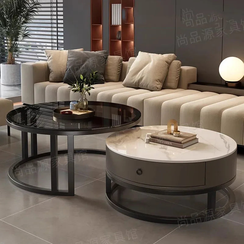 Storage Metal Coffee Table Set Living Room Luxury Modern Coffee Tables Round Minimalist Space Saving Kaffee Tische Decoration