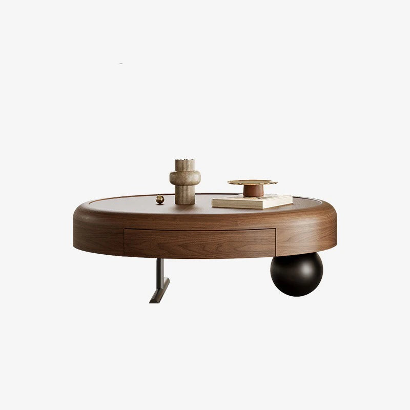 Stylish Round Coffee Table with Hidden Storage and Chic Side Table