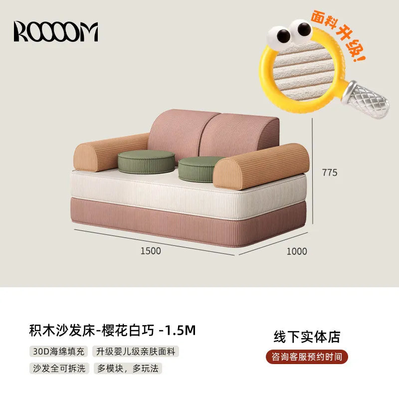 Modular Sectional Sofa Bed Compressed Convertible Foldable Multifunctional Living Room Bedroom Removable Washable Home Furniture