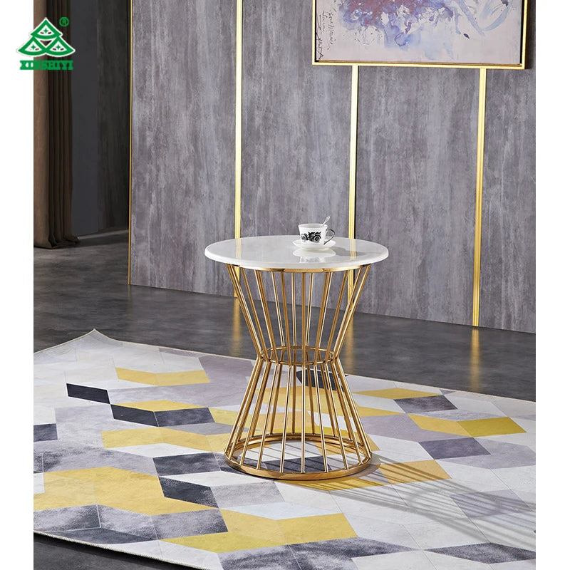 Coffee Table Marble Top Luxury Furniture Coffee Table S.Steel Metal Leg Coffee Table