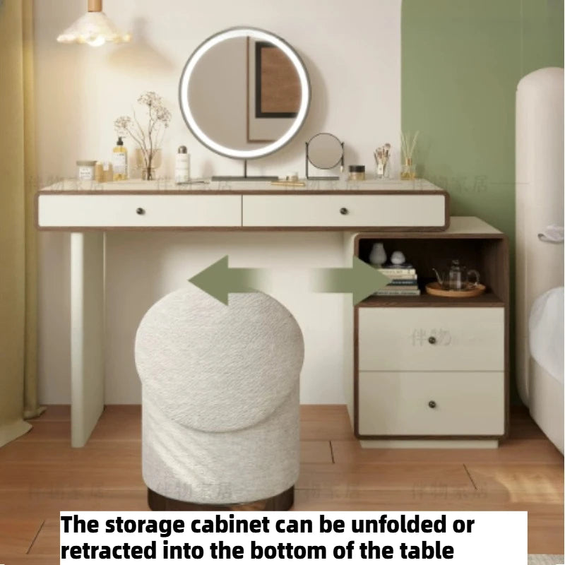 Makeup Vanity Dressing Table Toiletries Hotel Bedroom Headdresses Vanity Desk Girl Woman With Light Mirror Stool Home Furniture