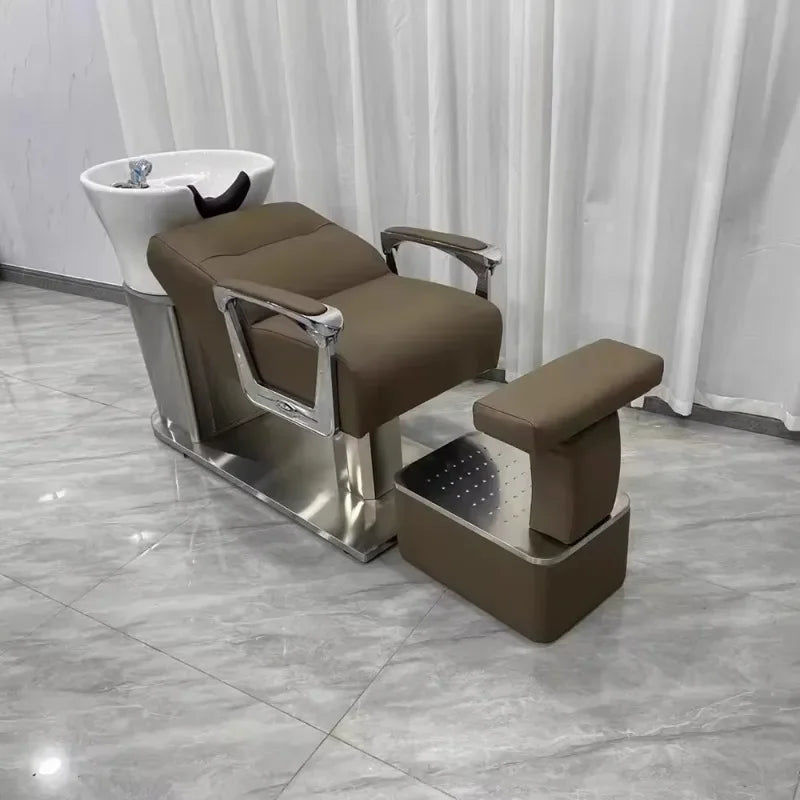 Ergonomic Lounge Shampoo Bed Luxury Fashion Simple Modern Hair Shampoo Bed Unique Comfortable Cadeira De Barbearia Furniture