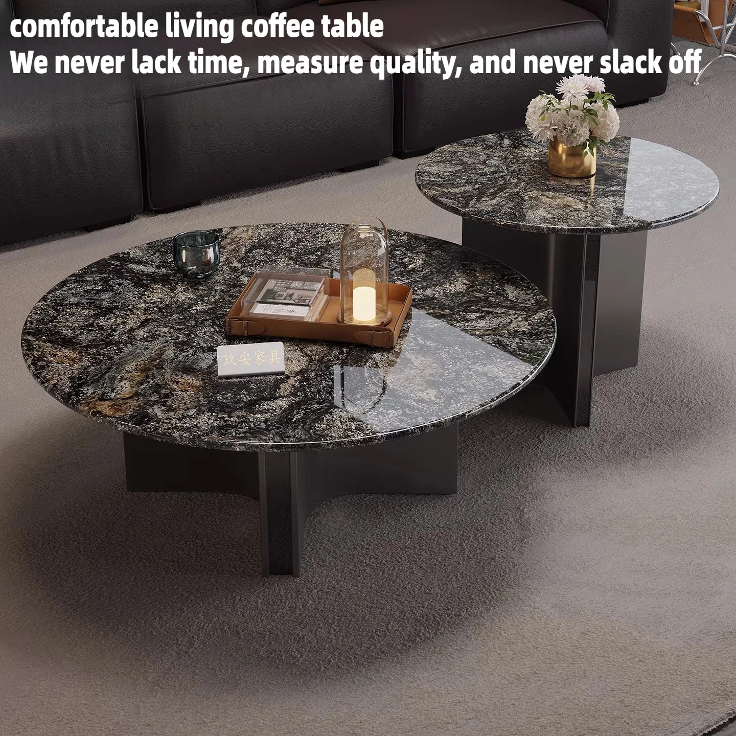 Marble Coffee Table Round Designer Mid-century Modern Nordic Auxiliary Balck Side Table Lounge Interior Furniture Living Room