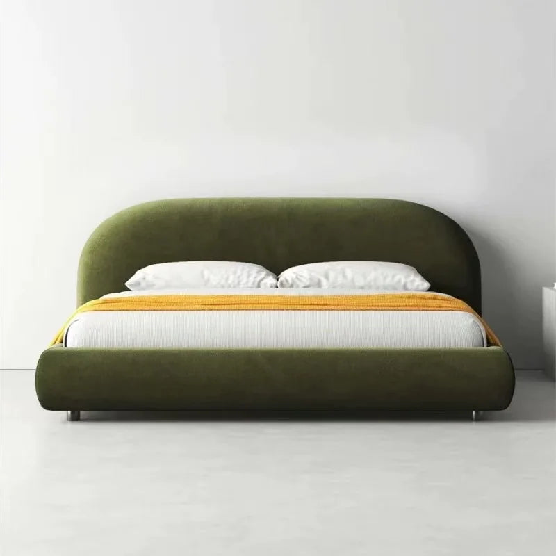Modern Velvet Cotton Upholstered Bed With Storage Wood Frame Bedroom Furniture Soft Style Bedroom Set