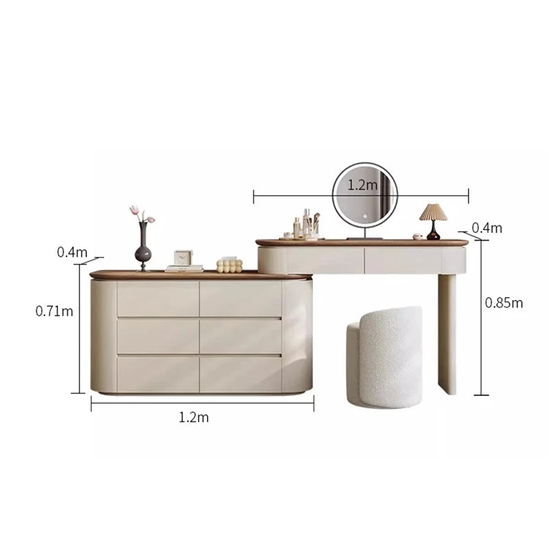 Light Mirror Dressing Table Luxury Makeup Italian Style Vanity Table Design Glamour Coiffeuse De Chambre Bedroom Furniture