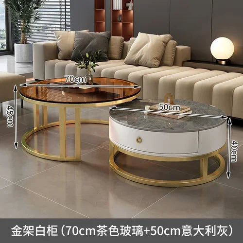 Storage Metal Coffee Table Set Living Room Luxury Modern Coffee Tables Round Minimalist Space Saving Kaffee Tische Decoration