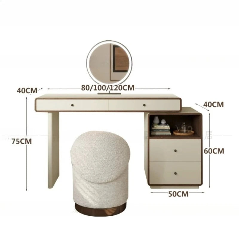 Makeup Vanity Dressing Table Toiletries Hotel Bedroom Headdresses Vanity Desk Girl Woman With Light Mirror Stool Home Furniture