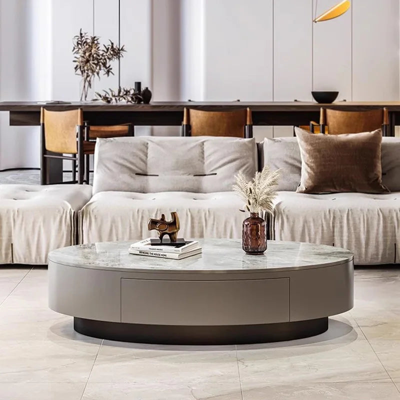 Modern Marble Top Coffee Table With Storage Design Nordic Oval Coffee Table Organizer Drawer Living Room Table Basse Furniture