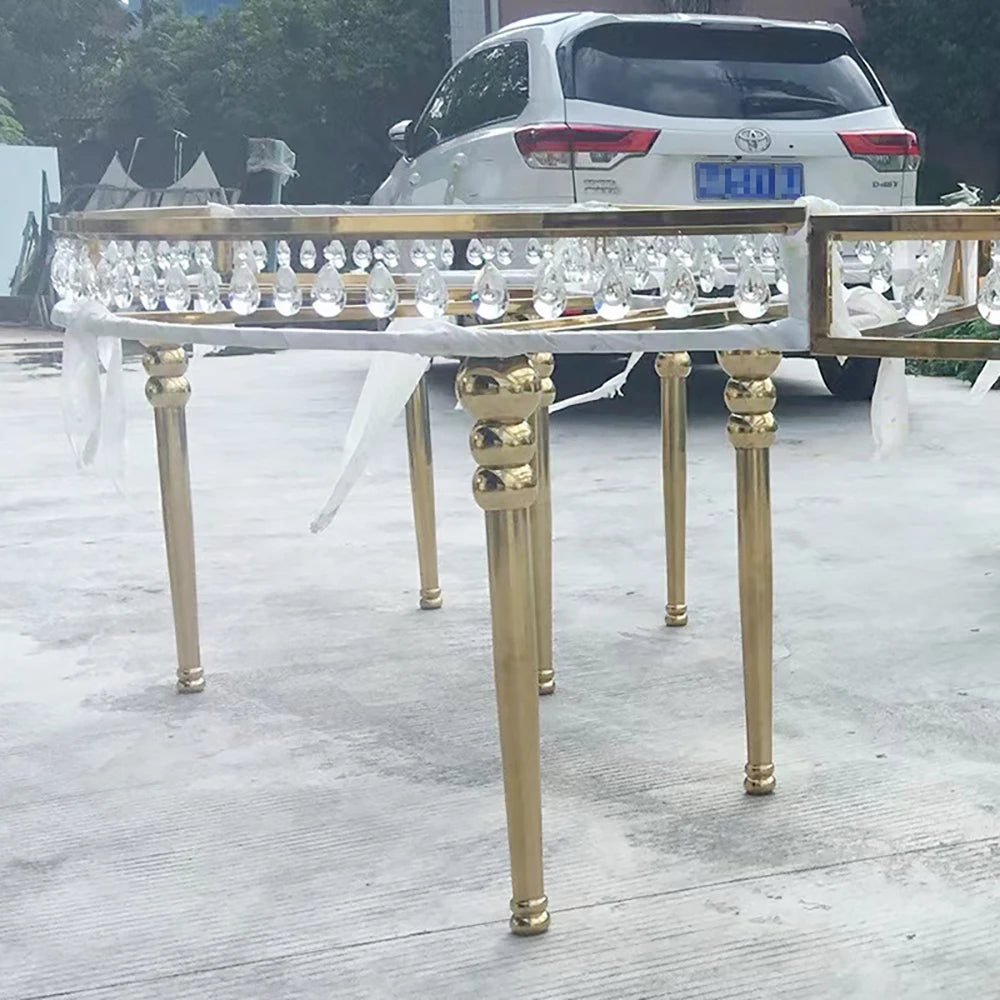 Latest serpentine dinner table set dining room furniture half moon wedding table