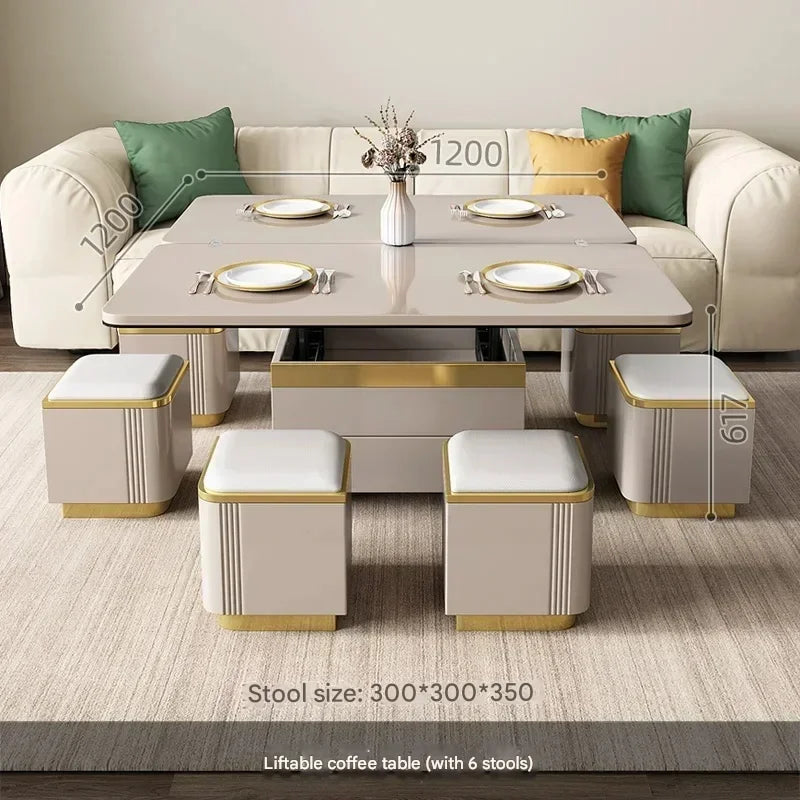 Modern Marble Folding Coffee Table With Storage For Living Room, Table Basse Furniture For Terrace And Lounge Side Table Möbel