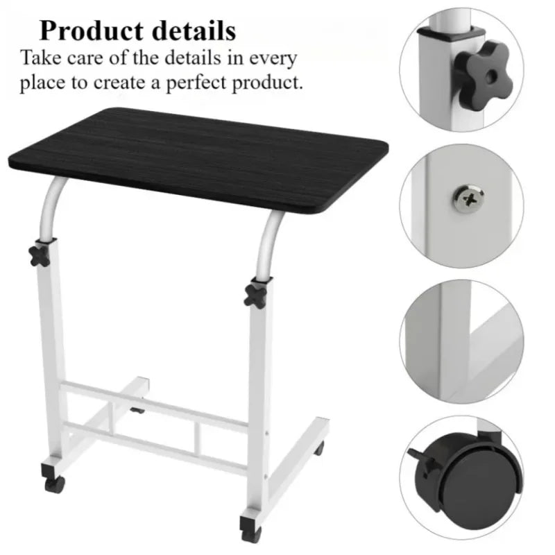 Portable Desk with Universal Wheels Oversized Table Adjustable Height Large Laptop Desk Study Desk for Dormitory Student