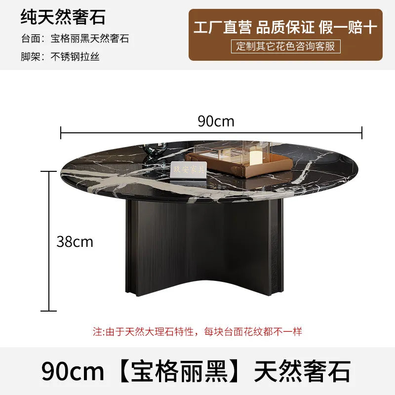 Marble Coffee Table Round Designer Mid-century Modern Nordic Auxiliary Balck Side Table Lounge Interior Furniture Living Room