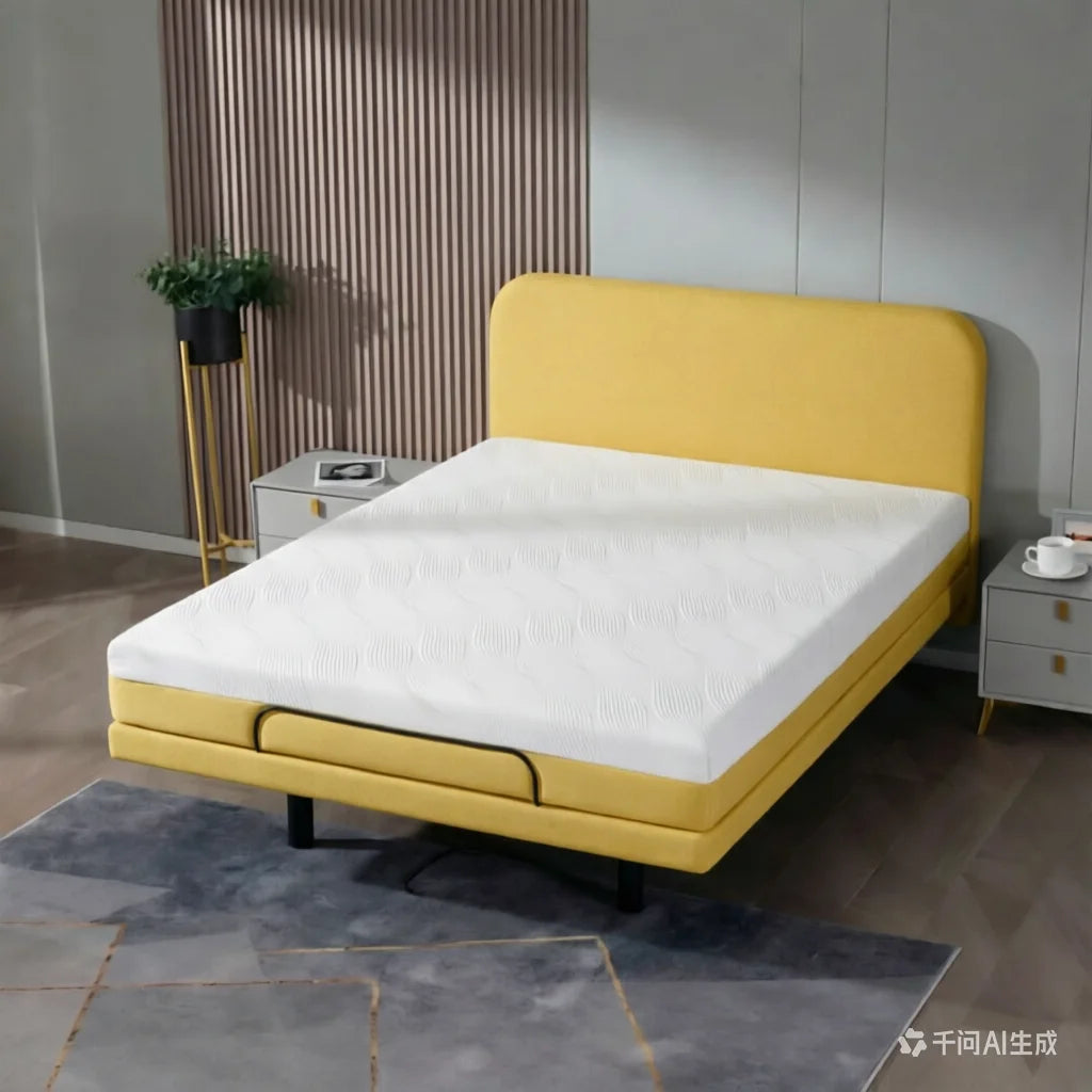 Luxury Adjustable Bed with Memory Foam Mattress Folding Control Frame, Electric Bed Base for Home Hospital Use Zero Gravity