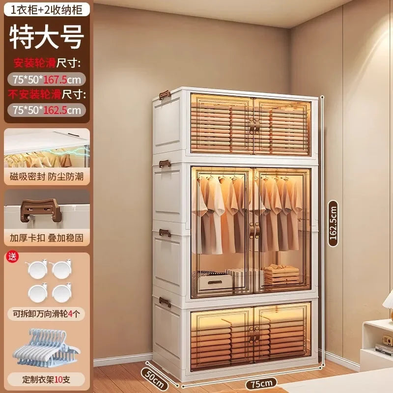 Door Wardrobe Storage Bedroom Organizer Partitions Space Saving Household Simple Closet Clothes Box Vestidores Trendy Furniture
