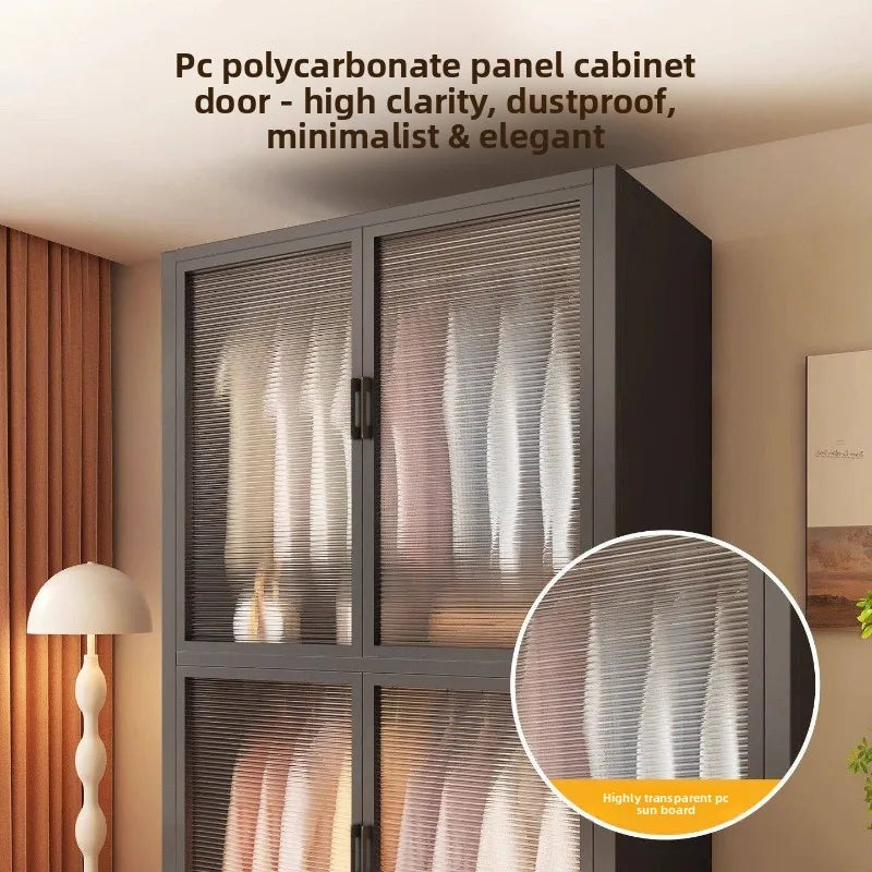 Simple Japanese-style clothes closet bedroom complete set Household simple wardrobe steel frame Open closet para ropa Furniture